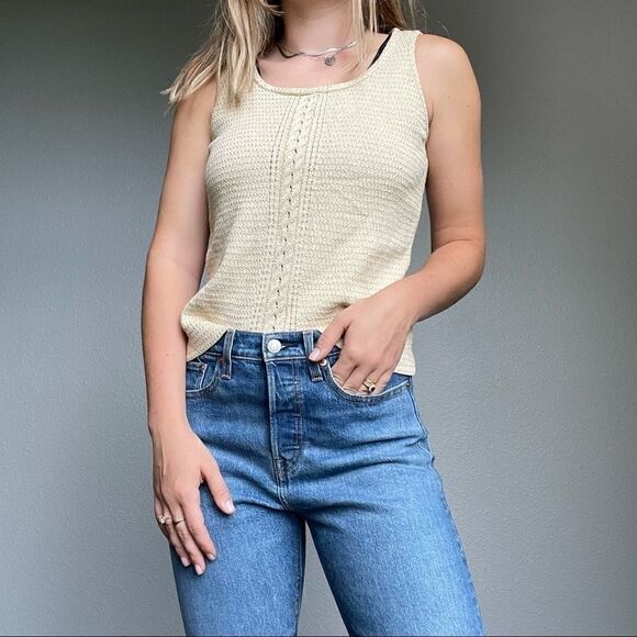 St. John Gold Metallic Wool Work Tank Top Camisole - Picture 1 of 8